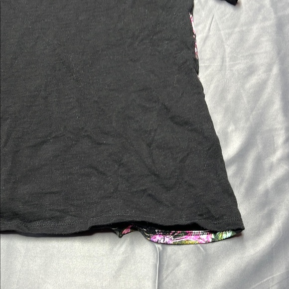 Lane Bryant 26/28 Floral Print Flutter Sleeve 100% cotton black womens plus size - Picture 10 of 12